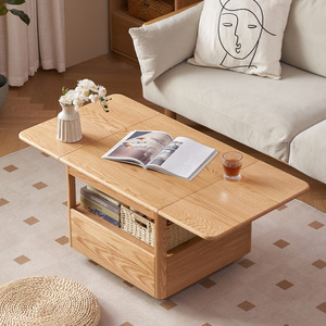 Coffee Tables: Solidwood Hemura Extendable Coffee Table on Castors, Oak