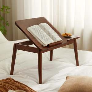 Side End Tables: Linspire Edmond Adjustable Laptop Side Table, Dark Wood