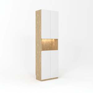 Loft: Loft Kiri Bookcase with 4 Doors, 60cm, White & Natural Wood