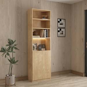 Loft Kiri Bookcase with 2 Doors, 60cm, Natural Wood
