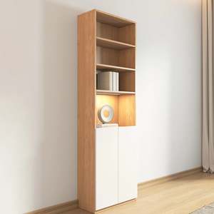 Loft Kiri Bookcase with 2 Doors, 60cm, Natural Wood & White