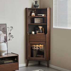 Display Cabinets: Linspire Vista Walnut Corner Storage Cabinet
