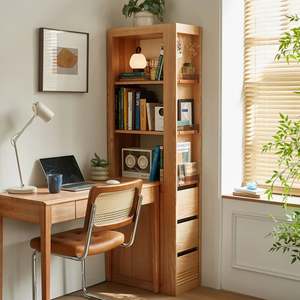 Linspire Oaklyn Solid Oak Slim Display Cabinet with Drawers