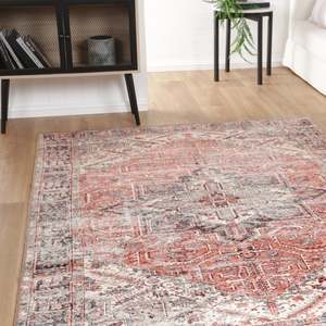 Living Room Decor: DreamWeaver Homestead Machine Washable Rug, Jezebel Red