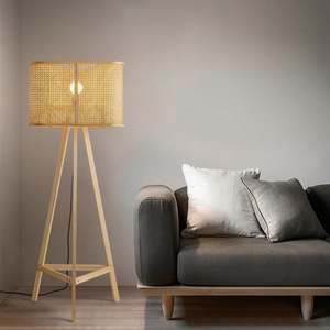 BohoBoho Tranquilo Solid Wood & Rattan Floor Lamp, Natural Wood, 70x70x160cm