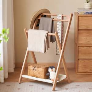 Solidwood Mia Foldable Clothes Rack, Premium Birch