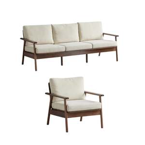Solidwood Seattle 2PCS Sofa Set, 3+1 Seater, Dark Wood