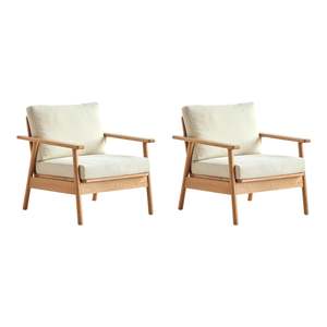 Solidwood Seattle 2PCS Armchair Set, Natural Wood