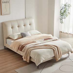 Beds: Linspire Radius Bed Frame With Leather Cushion Headboard, White