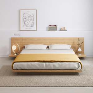 Loft Japandi NZ Queen Platform Bed Frame with 2 Bedside Tables