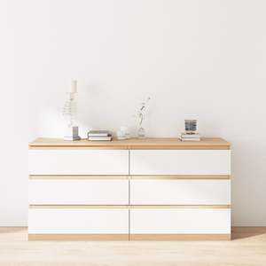 Loft Ensio Chest of 6 Drawers, Lowboy, White & Natural Wood