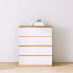 Bedroom Furniture: Loft Ensio Chest of 4 drawers, White & Natural Wood