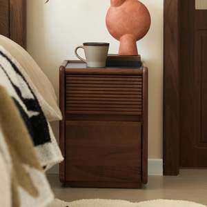 Solidwood Luxembourg Bedside Table, American Black Walnut, Compact