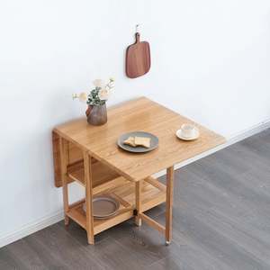 Dining Tables: Solidwood Kano Foldable Dining Table with 2 shelves