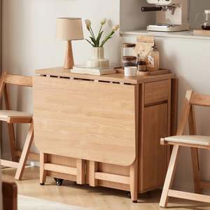 Rectangle Dining Tables: Linspire Yumi Foldable Dining Table with Castors, Natural Wood