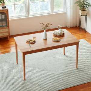 Linspire Ventus Solid Wood Dining Table, Natural Wood
