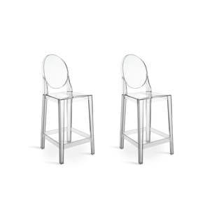 MODE Philippe Starck Victoria Ghost Bar Stool With Back Replica, Set of 2