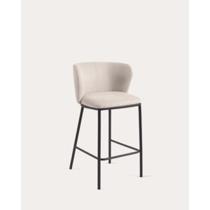 Kave Home Ciselia Chenille Bar Stool, Beige
