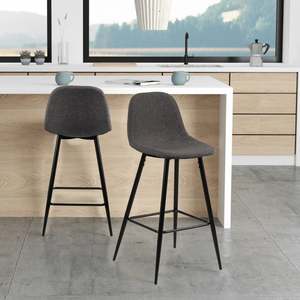 Hjem Design Verna Counter Stool, Grey, Set of 2