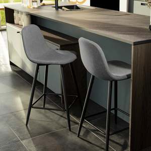 Hjem Design Verna Counter Stool, Light Grey, Set of 2