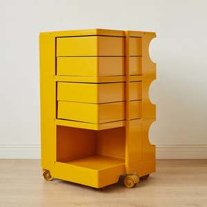 Contemporary Style Furniture: MODE Joe Colombo 3 Tier Boby Storage Trolley Cart Replica, Yellow