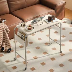 Home Office Furniture: Linspire Trend Office Desk with Casters, Off-White