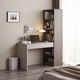 Linspire Rena Desk with Bookcase, Dark Wood & Grey