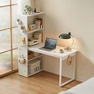 Office Desks: Linspire Ascend Desk with Shelves, White