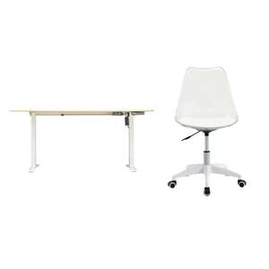 Linspire Ascend 2PCS Standing Desk Set, 120cm, Natural Wood & White