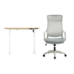 Linspire Ascend 2PCS Standing Desk Set, 140cm, Natural Wood & Grey