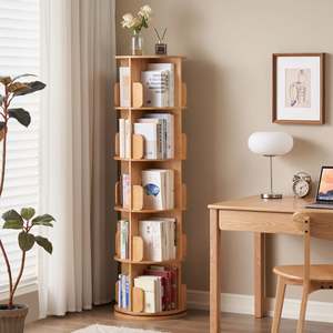 Solidwood Jinova 5-Tier Rotatable Bookshelf