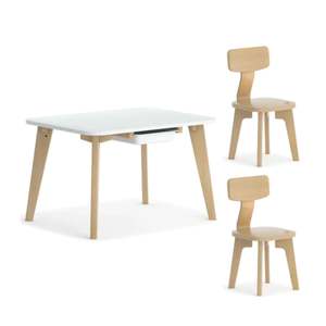 Boori Tidy Kids Table V23 With Two Chairs Package, Barley White