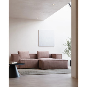 Modular Sofas: Kave Home Blok 2-Seat Modular Sofa with Right Chaise, Corduroy, Pink