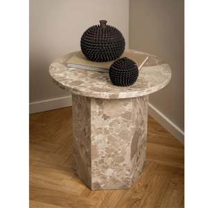 Hjem Design Naxos Round Side table, Latte Brown