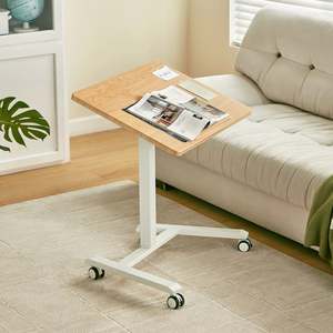 Linspire Islet Height Adjustable Pneumatic Side Table with Castors, Natural Wood