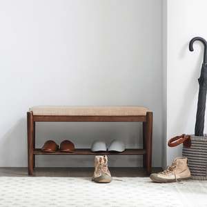Solidwood Fuji Shoe Bench with cushion, 80x35x42cm, Dark Wood
