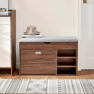Linspire Miro Shoe Storage Bench, Small, Dark Wood