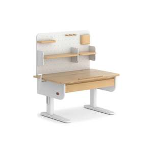 Boori Ergonomic Kids Desk (100cm) With Pegboard Hutch Package, Barley White