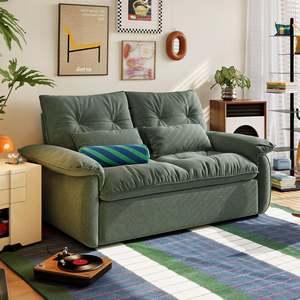 Linspire Rilla 2-Seater Sofa Bed, Velvet-Like Fabric, Moss Green