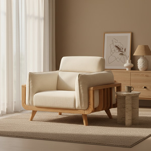 Armchairs: Solidwood Sanfi Linen Armchair, Oak