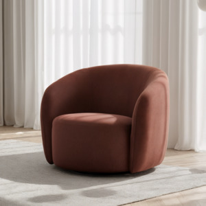 Armchairs: MODE Lino Velvet Swivel Chair, Oxblood