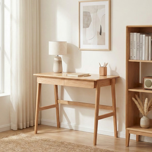 Home Office Furniture: Solidwood Hemura Office Desk with 2 Drawers, Oak, 120cm