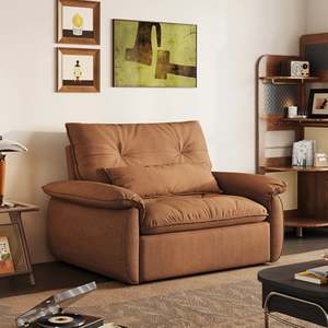 Linspire Rilla 1-Seater Sofa Bed, Linen-Look Fabric, Burnt Orange