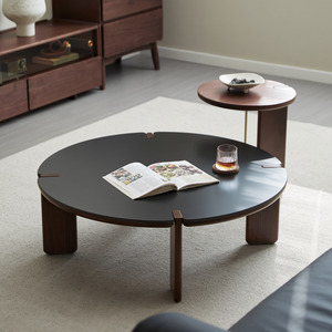 Linspire Vista Solid Wood Coffee Table Set with Sintered Stone Top, American Black Walnut