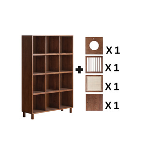 Bookcases Bookshelves: Solidwood Gleam 16-Cube Bookcase with 4 Doors, Walnut Oak