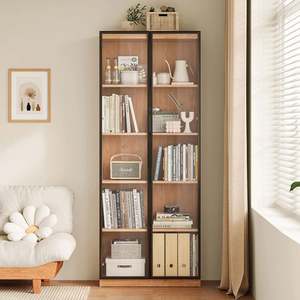 Linspire Prism 2 Plastic Door Bookcase, Natural Wood & Black
