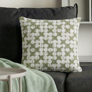 Living Room Decor: MODE Bloom Patterned Boucle Cushion, Green & White