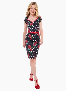 Joe Brown Greta Polka Dot And Roses Stretch Cotton Dress