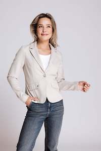 Zhrill: Betsy Stripes Blazer | Fog | Zhrill