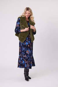 Eira Fur Vest | Khaki | Lemontree